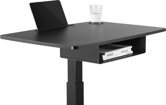 VDD Gaming - Bureau - Table pour ordinateur portable - Bureau assis/debout - Mobile - Poste de travail - Support pour ordinateur portable - Table d'appoint sur roulettes - Noir