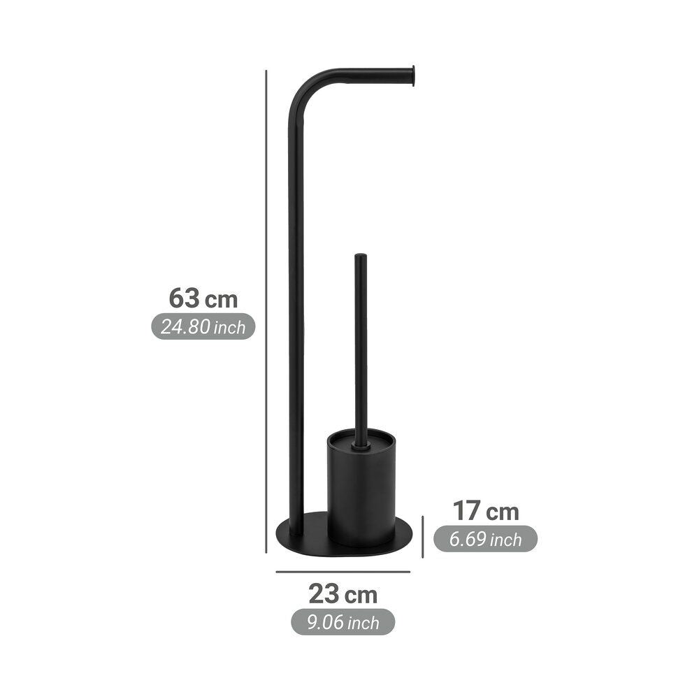 Ensemble de toilettes WENKO Levante Noir - Sur pied - Acier inoxydable - 23 x 63 x 17 cm
