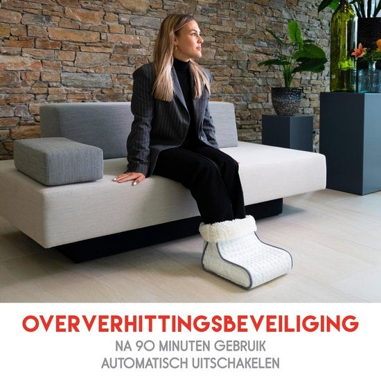 Chauffe-pieds électrique - alpina - Housse intérieure lavable - Protection contre la surchauffe - 3 niveaux - Blanc
