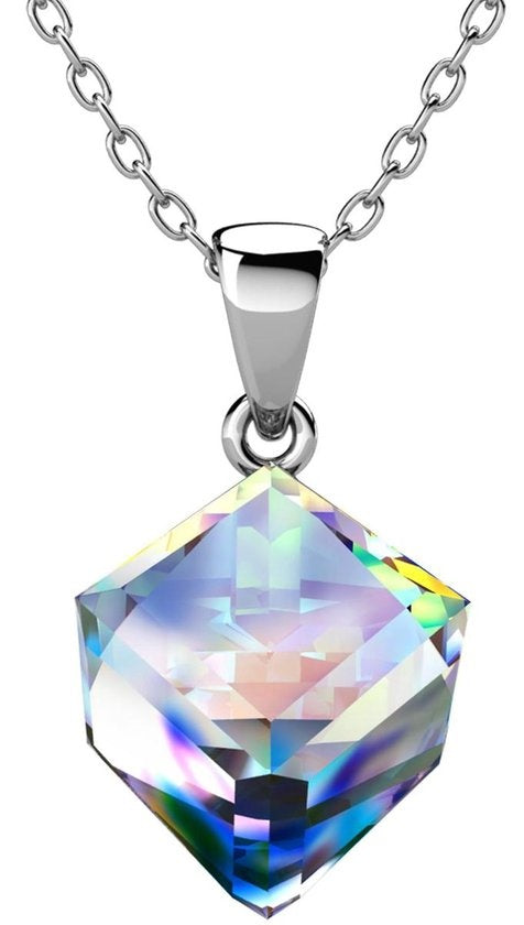 Yolora Collier pour dames avec pendentif et cristal Kalpa Camaka - couleur argent - plaqué or blanc 18 carats - emballage cadeau