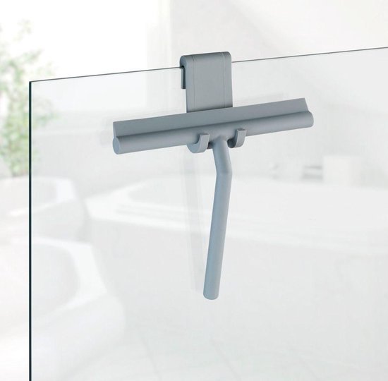 WENKO Raclette de douche avec crochet de suspension Mola en acier inoxydable gris - Raclette de fenêtre - Raclette de douche