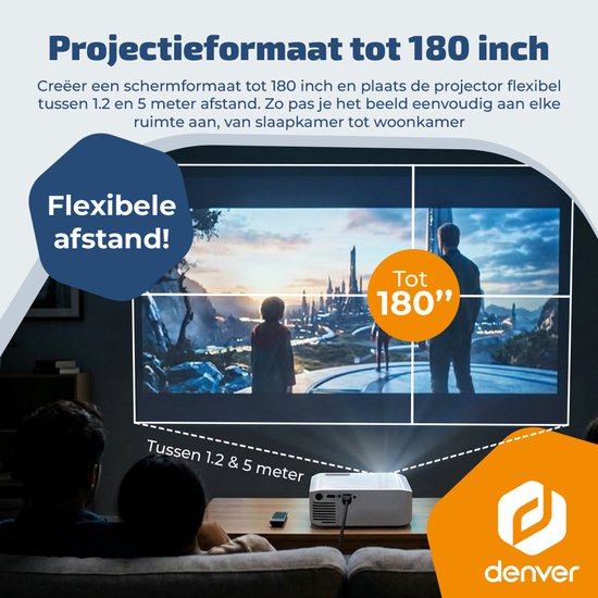 Denver Beamer - 4K 3840 x 2160 p - 400 lumens ANSI - Projecteur - Home cinéma - HDMI - USB-C - PR4300