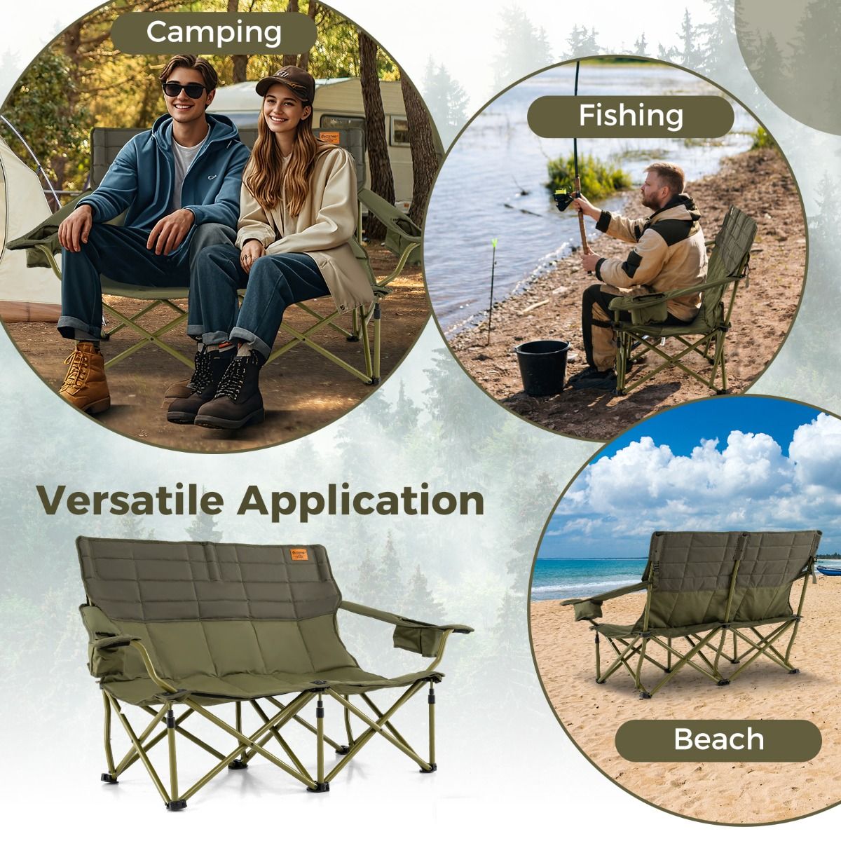 Chaise de camping pliable Coast Oversized - Utilisation en extérieur - 300 kg - 149 x 70 x 80 cm - Bleu