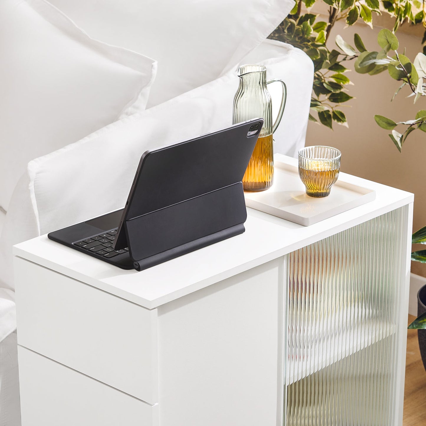SoBuy Buffet à roulettes FBT141-W - 3 tiroirs - 70 x 35 x 61 cm - Blanc