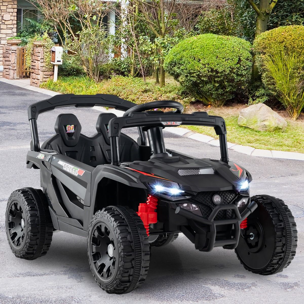 Voiture électrique pour enfants Coast - batterie 12 V - télécommande - UTV noir - à partir de 3 ans