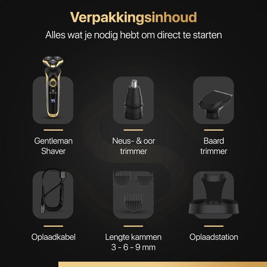 Wellshave 4 in 1 Shaver Elite - Rasoir pour hommes - avec tondeuse et pince à nez - Rasoir électrique - Rasage - Tondeuse à barbe