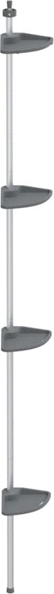 vidaXL - Étagère de douche - 4 niveaux - télescopique - modèle d'angle - aluminium - argent