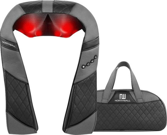 Coussin de massage Shiatsu - Northwall - Appareil de massage cervical - Fonction de chaleur infrarouge - Coussin de massage avec sac de transport de luxe