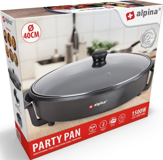 alpina Electric Dishpan - Casserole - Antiadhésive - 1500 W - Régulateur de température - Ø 40 cm