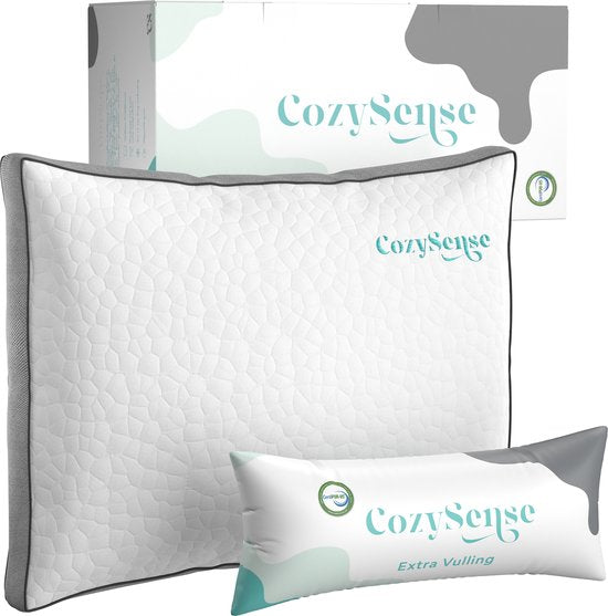 Oreiller en mousse à mémoire de forme CozySense® - Oreiller ergonomique en mousse à mémoire de forme - Contre les douleurs cervicales - Oreiller de sommeil réglable - Dormeur sur le côté, sur le dos et sur le ventre