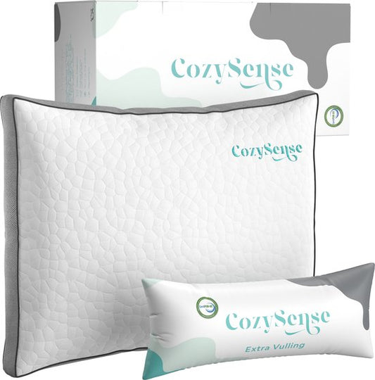 Oreiller en mousse à mémoire de forme CozySense® - Oreiller ergonomique en mousse à mémoire de forme - Contre les douleurs cervicales - Oreiller de sommeil réglable - Dormeur sur le côté, sur le dos et sur le ventre