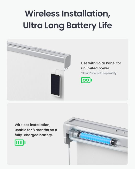 SwitchBot - Stores intelligents réglables pour toutes les fenêtres - Moyen / 80-110cm - Gris