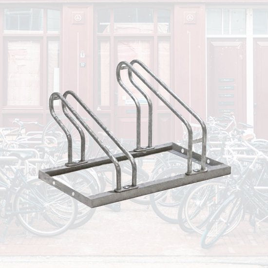 BRASQ Porte-vélos pour 2 vélos - Support pour vélos - Support pour vélos - Support pour vélos pour le sol Comprend le matériel de fixation - Argent