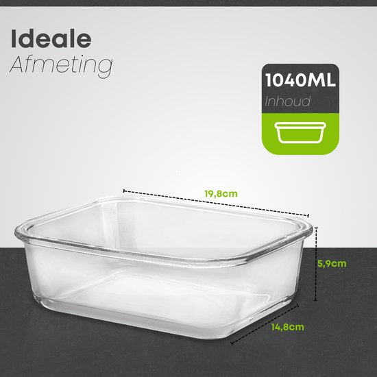 Savoré Kitchen Preserving Trays Set - with Steam Lid - Meal Prep Trays - Freezer Trays Glass - Airtight - 5 Pieces - 1040 ML