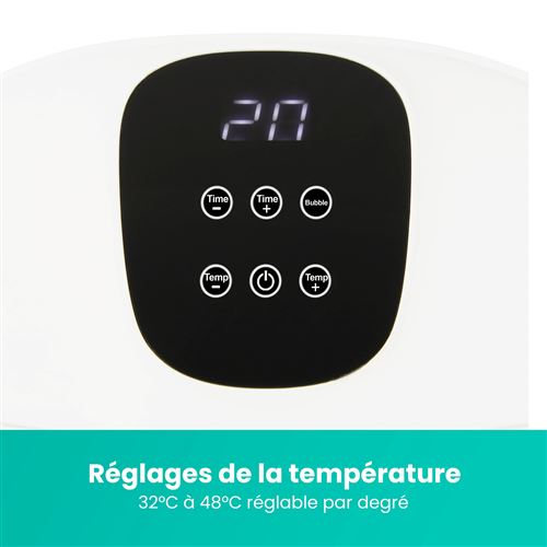 Bain de pieds électrique XXL - Niceey – Massage infrarouge & 10 rouleaux – Température jusqu’à 48°C – Capacité 12L – Blanc