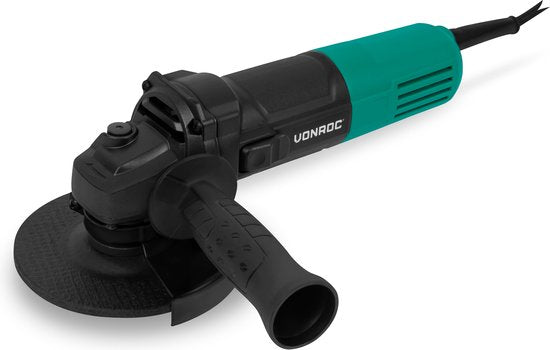 VONROC PRO Meuleuse d'angle - 850W - Ø125mm - pour la pierre, le carrelage, le béton et l'acier - poignée latérale incluse - câble de 3 mètres
