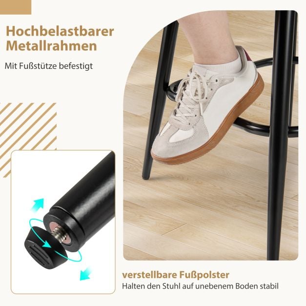 Ensemble Coast de 2 tabourets de bar - Blanc/Noir - Pivotants à 360° - Hauteur d'assise 69 cm