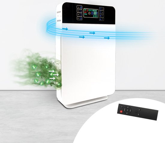 Livington AirPurifier - Purificateur d'air 30 m² Blanc - Système de filtration à 6 éléments - Filtre HEPA, filtre à charbon actif, filtre UV, ioniseur