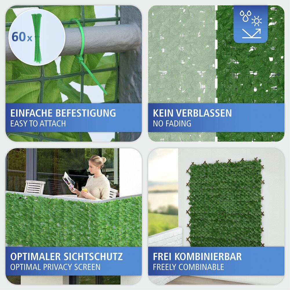 WENKO Ivy Brise-vue vert - 3 x 1 m - Plastique