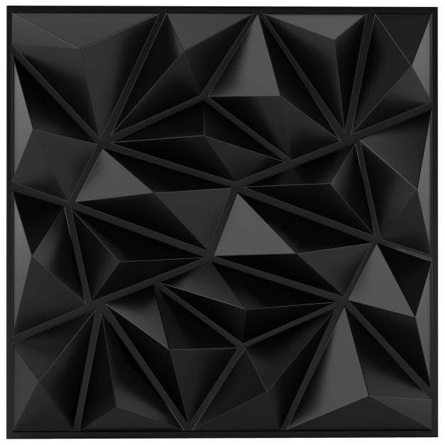Panneaux muraux Coast 3D Diamant – 40 pièces de 50 x 50 cm – 10 m² – Noir