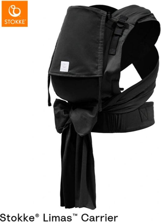 Stokke Limas Carrier Plus, noir - Version 2023 (OCS) - Porte-bébé à demi-boucle - Trois positions de portage - Convient aux bébés de 1 mois / 4 kg à 18 kg