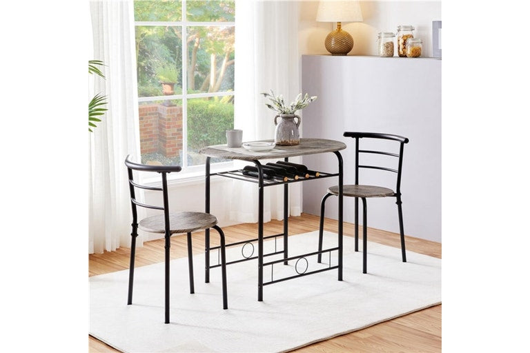 Ensemble de bistrot Yaheetech 3 pièces - Table 80 x 53 x 74,5 cm - 2 chaises - Compartiment de rangement - Noir