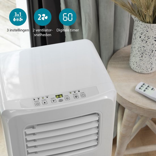 Climatiseur mobile Tristar AC-5529 9 000 BTU – Climatiseur, ventilateur et déshumidificateur 3-en-1 – Pour des pièces jusqu'à 34 m² – Minuterie – Blanc