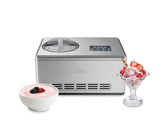 Solis Gelateria Pro Touch 8502 - Machine à glace et yaourtière auto-réfrigérante en acier inoxydable - Argent