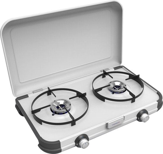 Campingaz Camping Kitchen 2 CV - Réchaud de camping - réchaud 2 feux - 2 x 2 000 watts - gris argenté