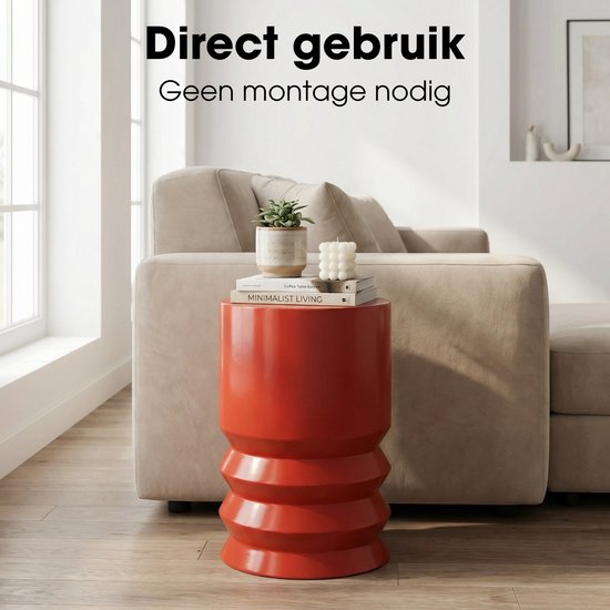 Table d'appoint Mica Decorations Mart – Table d'appoint ronde – Petite table – Table basse – Table d'appoint pour salon – Peut également servir de table à plantes ou de support pour plantes – Métal – 46 x 30 cm – Rouge