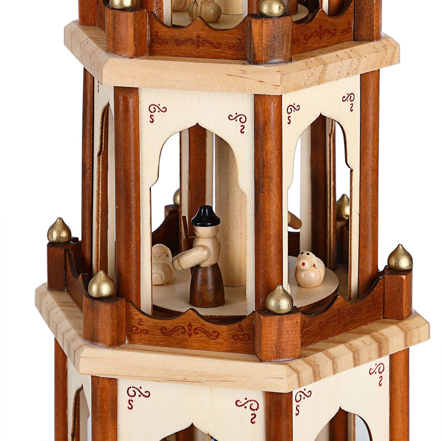 Spielwerk Pyramide de Noël XL - Peint à la main 60x17x20cm - Marron