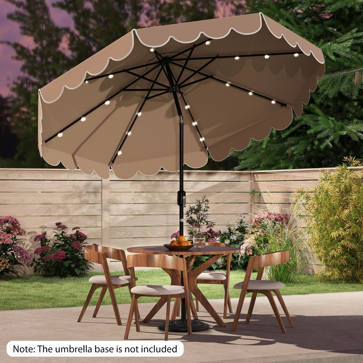 Parasol de jardin Coast avec éclairage LED - commande à cordon - inclinable jusqu'à 35° - marron 300 x 253 cm