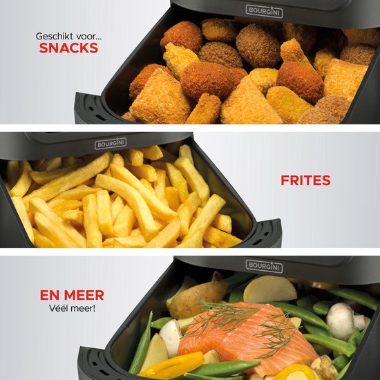 Bourgini Slimfit Airfryer Pure XL - Friteuse à air chaud - 5 litres - 1500W - sans PFAS