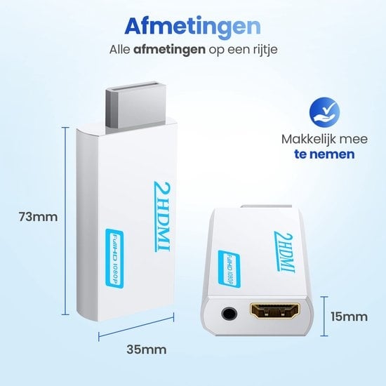 Garpex® Adaptateur HDMI pour connexion Wii - Convient exclusivement à la Nintendo Wii + Câble HDMI de 1,5 m inclus - Full HD 1080p - Convertisseur audio-vidéo adapté à la Wii