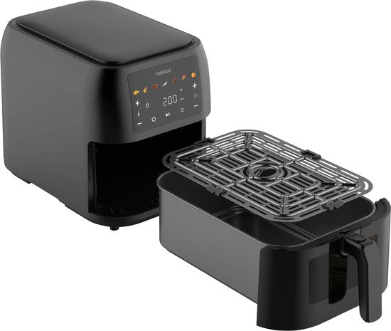 Tomado TAF8002B - Grande friteuse à air chaud - Friteuse à air chaud XXL - 8 litres - Friteuse à air chaud - Fenêtre de visualisation - Commandes tactiles - 7 programmes automatiques - Noir