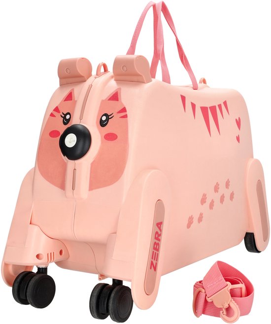 Valise Zebra Trends Ranger pour enfants - Bagage à main - Enfants - Valise avec siège - Rose