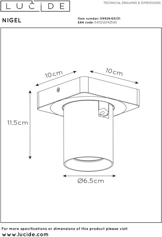 Lucide NIGEL - Spot de plafond (lampe de plafond) - LED à intensité variable et couleur de lumière variable - GU10 - 1x5 W 2200 K/3000 K - Blanc
