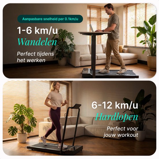 Dreaver Elevate Pro - Tapis de course 2 en 1 pliable, 12 km/h, avec fonction d'inclinaison de 9 % - Application et accessoires inclus - Tapis de course - Treadmill - Tapis de marche - Walking pad - Pour la maison