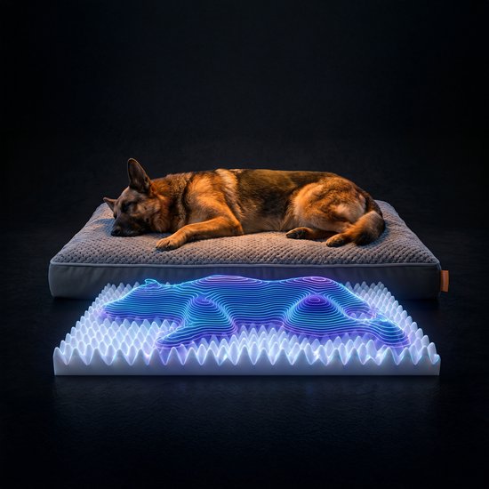 Coussin orthopédique pour chien Happysnoots® - Panier pour chien XXL 100 x 70 x 12 cm - Lit pour chien lavable pour grands chiens - Gris avec fermeture éclair
