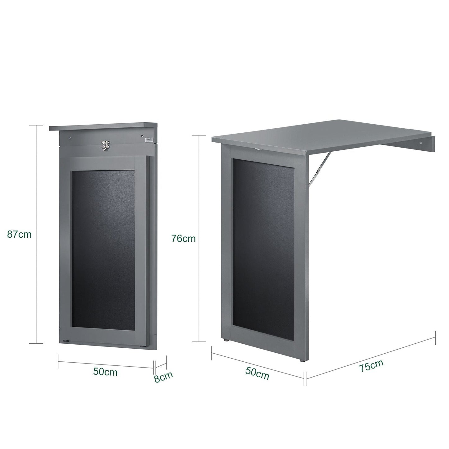 SoBuy FWT20-HG - Table murale pliante - avec tableau - 50 x 175 x 76 cm - Gris
