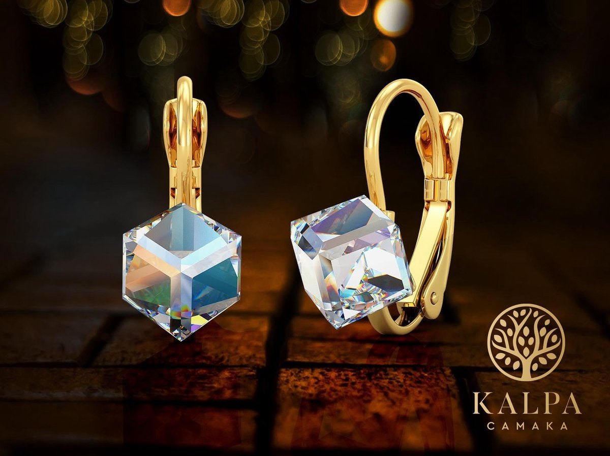 Boucles d'oreilles Yolora pour femmes - avec cristaux Kalpa Camaka - Plaquées or jaune 18 carats