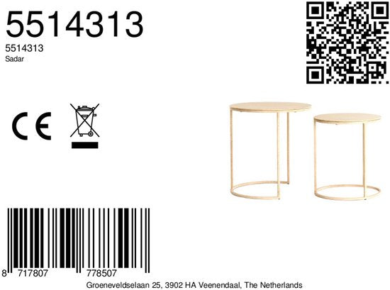 Light & Living Table d'appoint Sadar - Marron - Ø52x46cm + Ø50x40cm -.