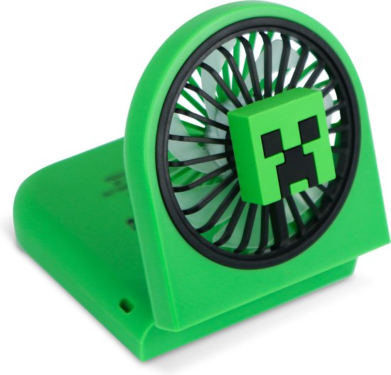 Minecraft - ventilateur - pliable - deux vitesses - rechargeable via USB-C - 4 heures d'autonomie - silencieux