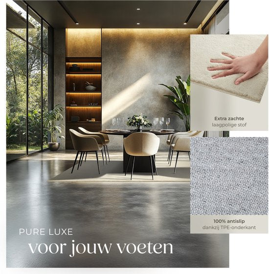 tectake® Tapis à poils courts -140 x 200 cm - Beige - Tapis pour le salon, la chambre à coucher, la salle à manger - Facile d'entretien et lavable - Sous-couche antidérapante - Antiallergique - Diverses tailles et couleurs