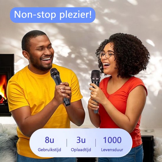 Tech Essentials® Ensemble de microphones sans fil - VHF - USB-C rechargeable - Plug & Play - Karaoké - Studio - Prise 3,5-6,3 mm - ASMR - Convient à Partybox