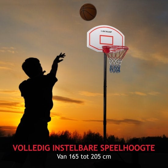 Dunlop Basketball Pole - anneau de basket avec support - 165 à 205 CM - set de basket - basket pour l'extérieur