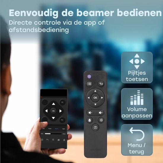 Audyn Beamer - Full HD 1080P - Mini Beamer portable - Projecteur sans fil - Wifi et Bluetooth - Beamers - Hdmi, Usb et Aux - Blanc