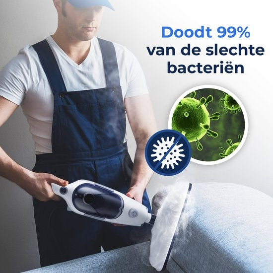 URGOODS - Nettoyeur vapeur haute pression 2-en-1 et sèche-mains - plastique blanc - comprend 8 accessoires et 2 chiffons en microfibre - pour sols et canapés - multifonctionnel et hygiénique