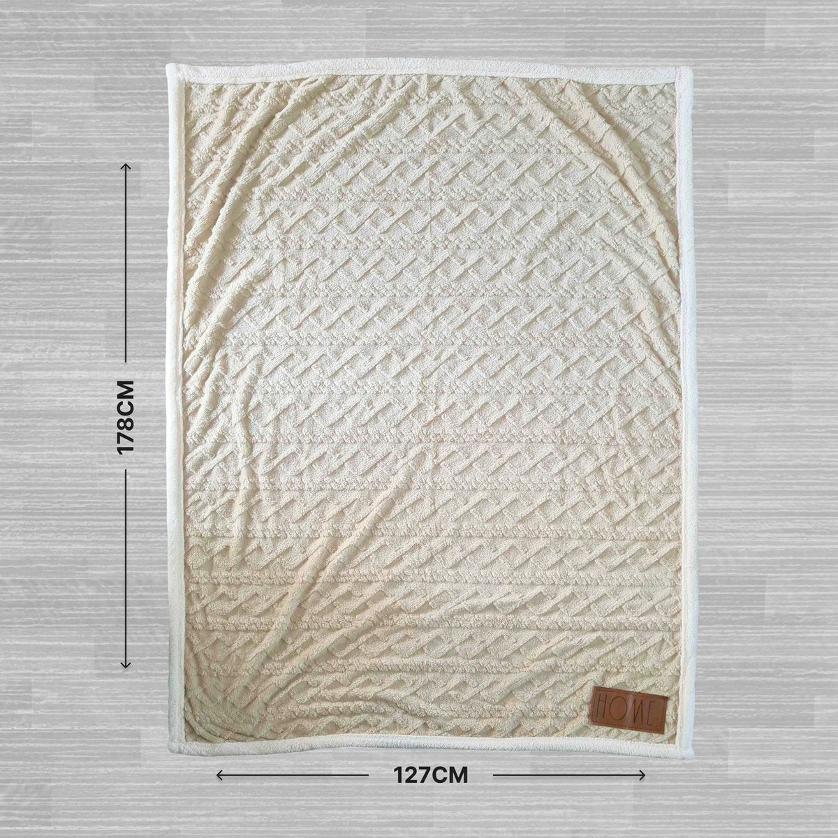 O'DADDY® Plaid beige avec passepoil blanc - plaids super doux - couverture 135x185 cm
