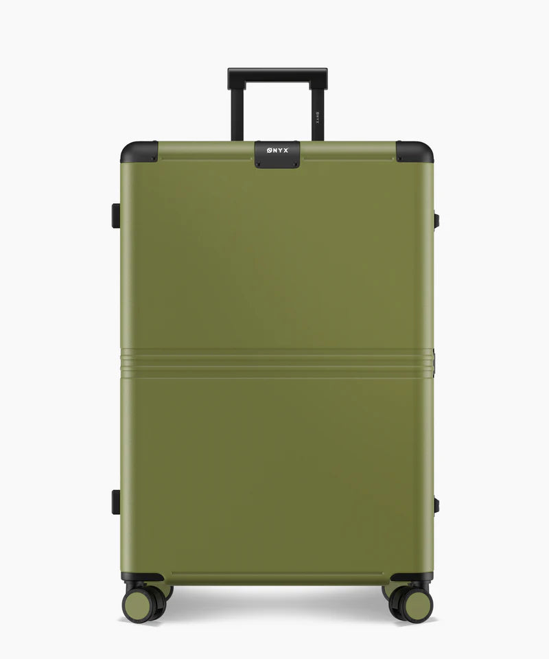 Ensemble de valises Onyx Hybrid Pro en deux pièces Onyx Journey – Équipé de roulettes Hinomoto Silent Run, d’une coque en polycarbonate Makrolon allemand et d’un système de compression intégré – Pour les voyages et les vacances – Polycarbonate vert olive